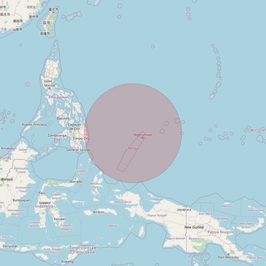 APSTAR 6D at 134° E downlink Ku-band S83 User Spot beam coverage map