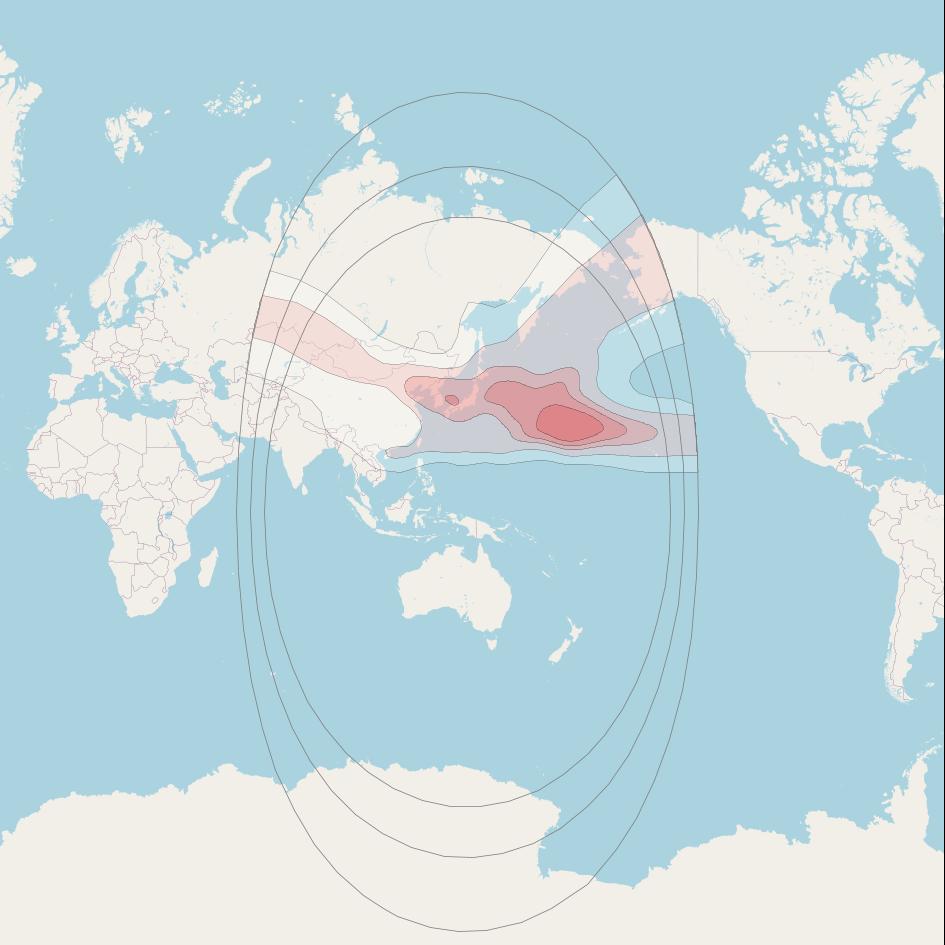 Telstar 18V at 138° E downlink Ku-band North Pacific beam coverage map