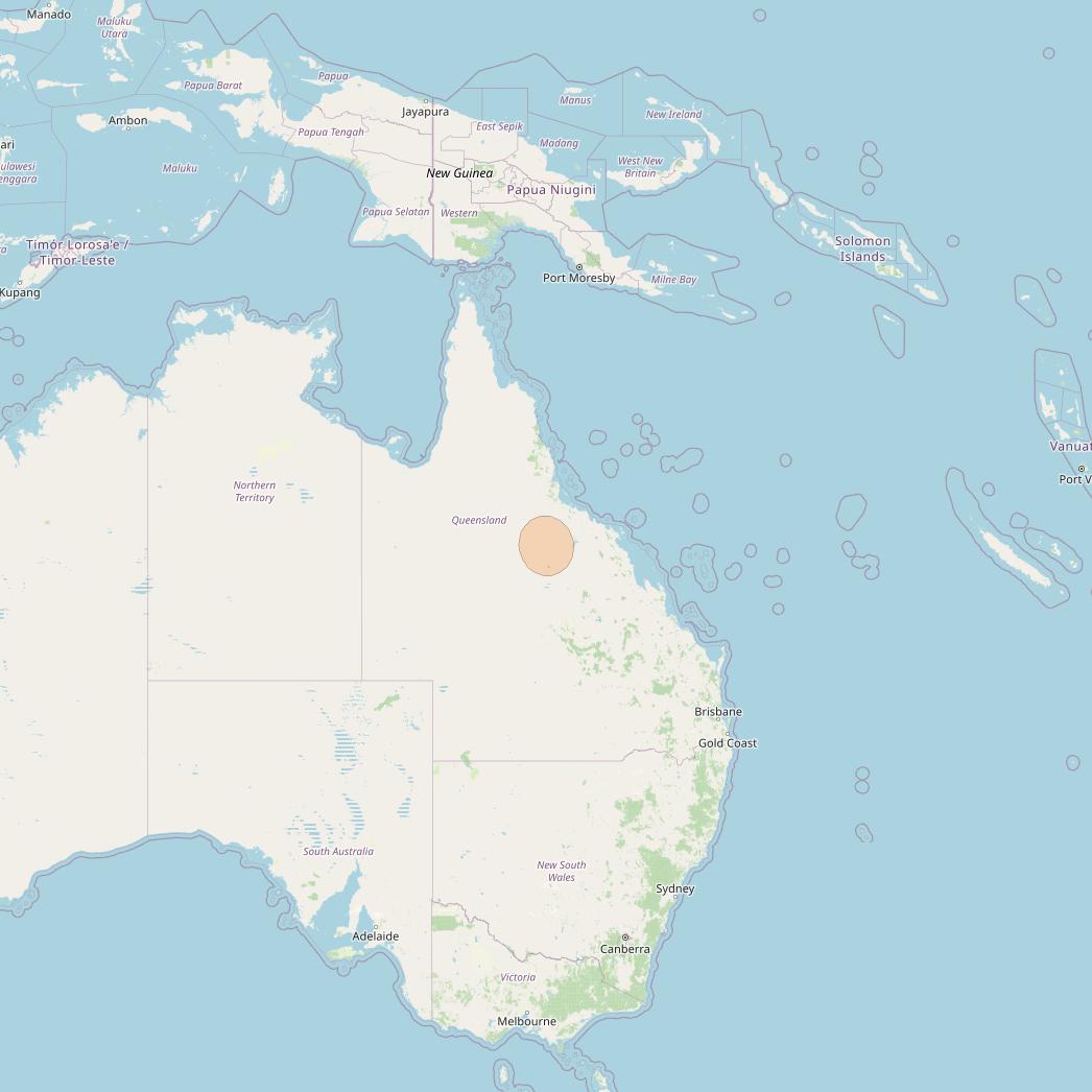 NBN-Co 1A at 140° E downlink Ka-band 02 (Charters Towers) narrow spot beam coverage map