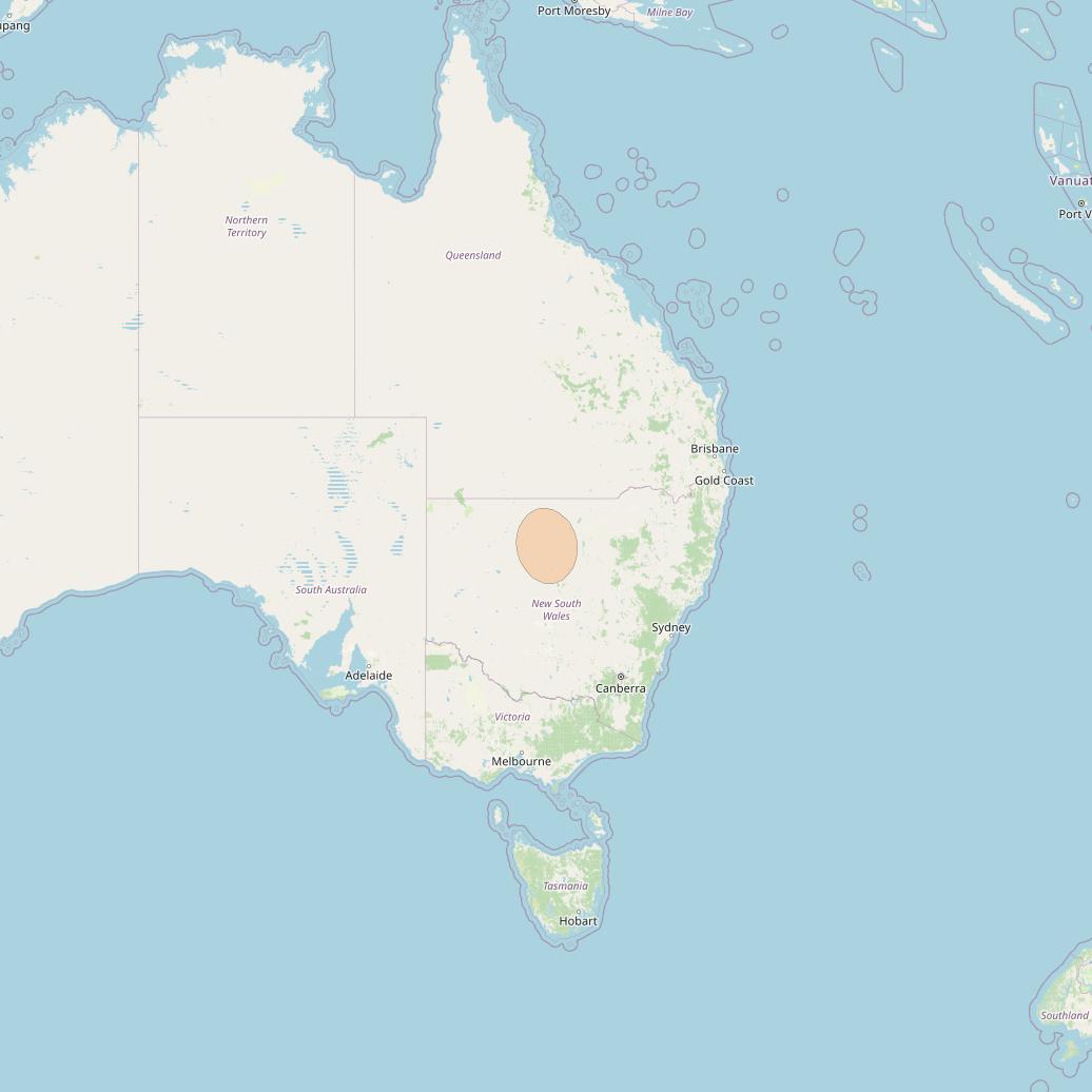 NBN-Co 1A at 140° E downlink Ka-band 26 narrow spot beam coverage map