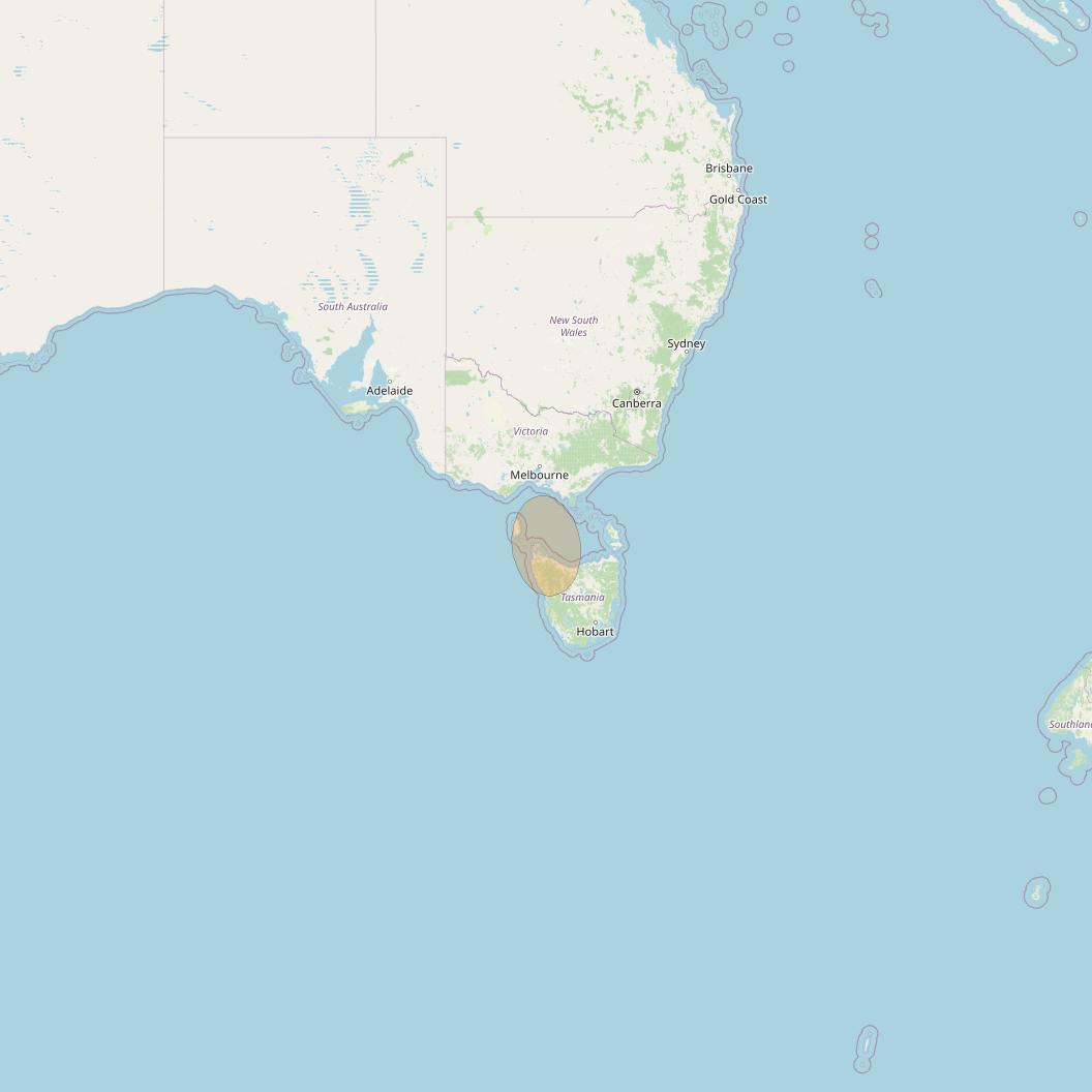 NBN-Co 1A at 140° E downlink Ka-band 54 (Burnie) narrow spot beam coverage map