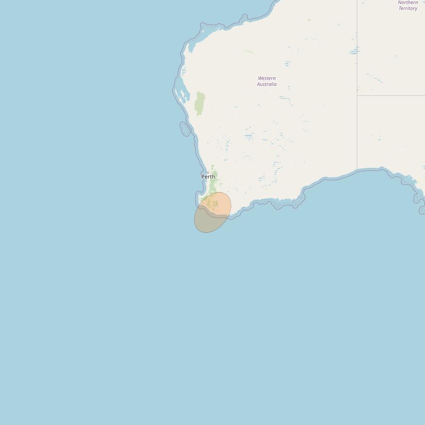 NBN-Co 1A at 140° E downlink Ka-band 68 (Bridgetown) narrow spot beam coverage map