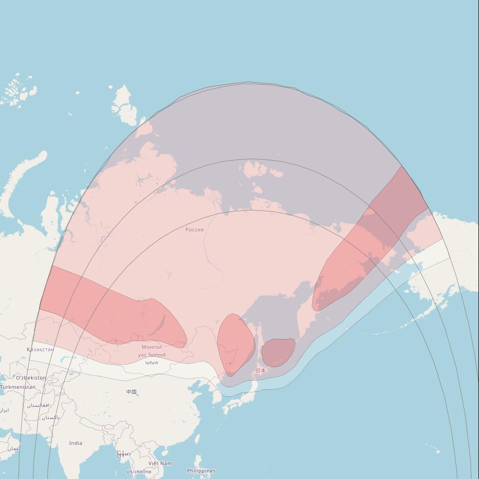 Express AM5 at 140° E downlink Ku-band Fixed Zone 1 beam coverage map