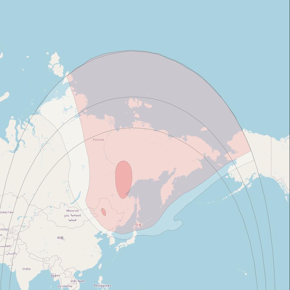 Express AM5 at 140° E downlink Ku-band Fixed Zone 2 beam coverage map