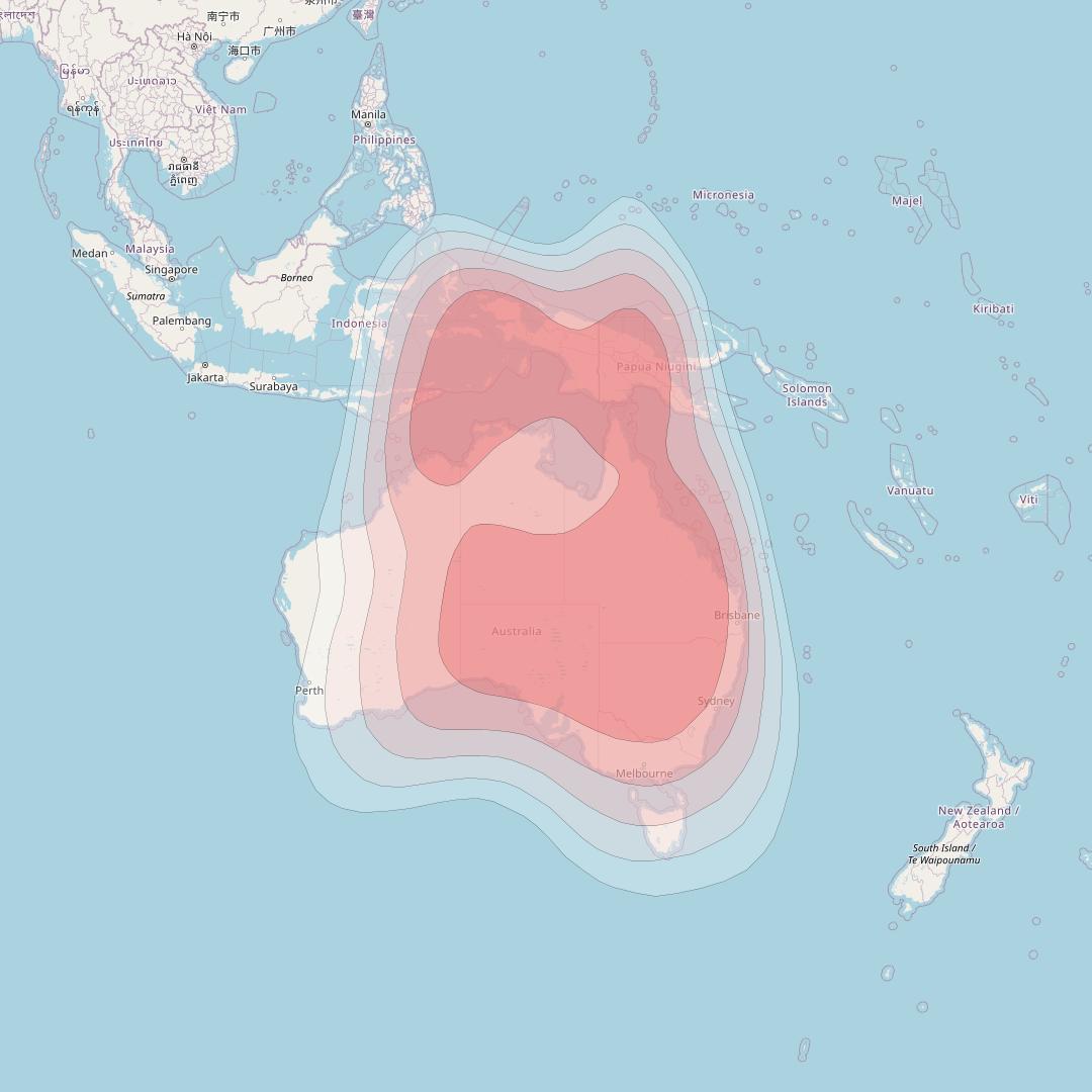 APSTAR 9 at 142° E downlink Ku-band South beam coverage map