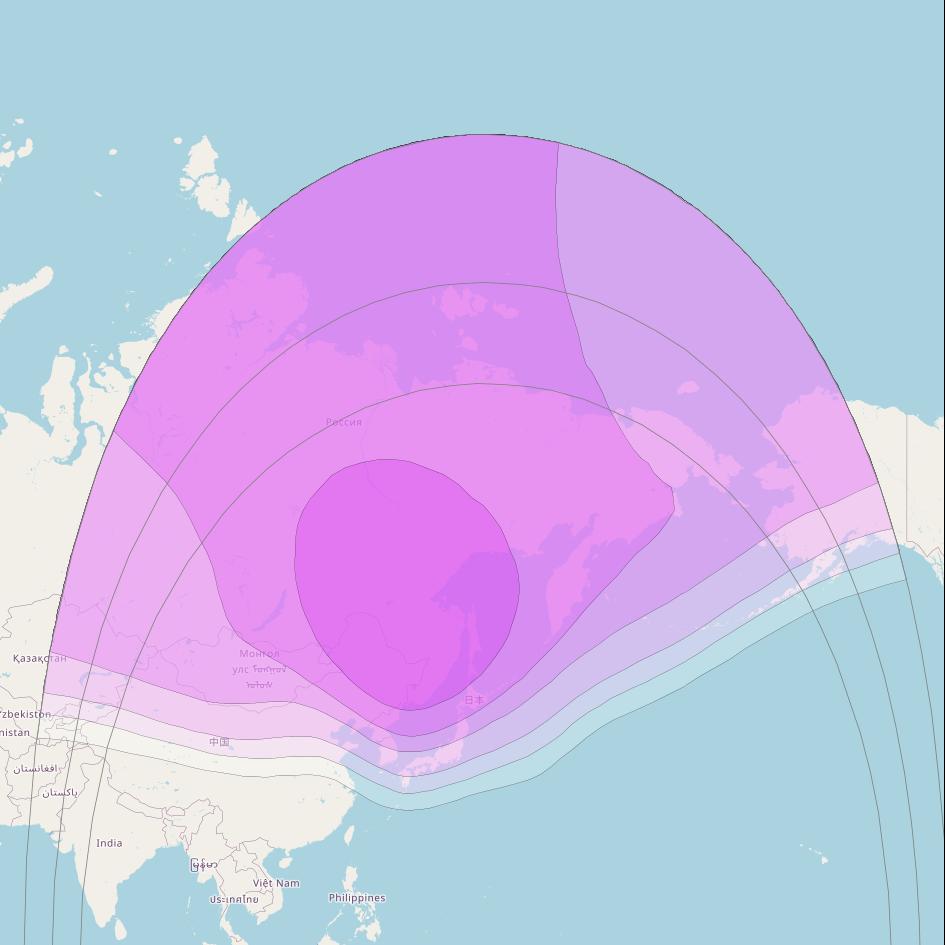 Express AMU7 at 145° E downlink C-band Fixed beam coverage map