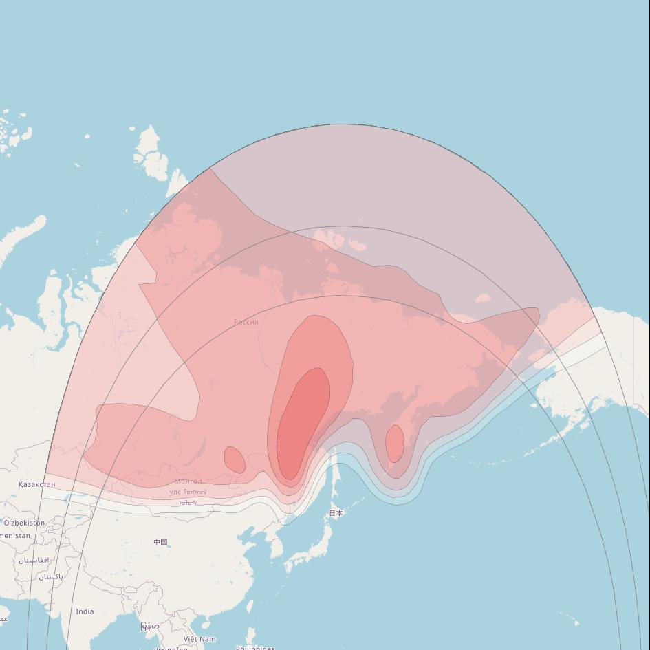 Express AMU7 at 145° E downlink Ku-band Fixed beam coverage map