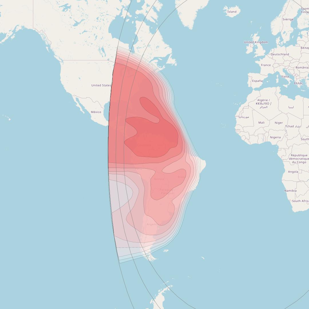 Express AM8 at 14° W downlink Ku-band Americas beam coverage map