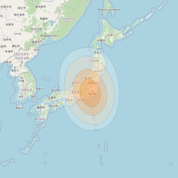 JCSat 1C at 150° E downlink Ka-band Gateway 2 beam coverage map