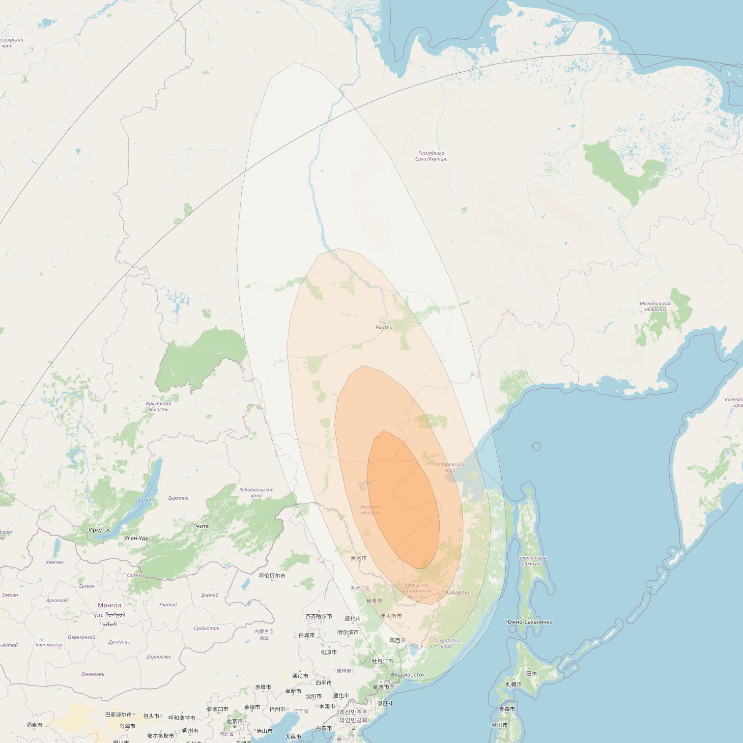 JCSat 1C at 150° E downlink Ka-band Gateway 3 beam coverage map