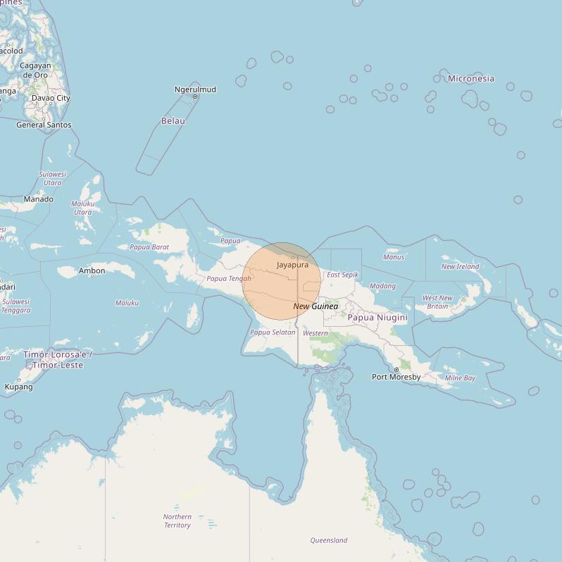 JCSat 1C at 150° E downlink Ka-band S13 (Highlands2/LHCP/B) User Spot beam coverage map