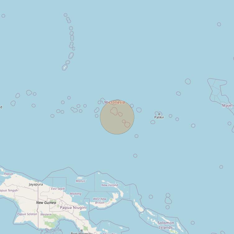 JCSat 1C at 150° E downlink Ka-band S51 (Chuuk/RHCP/A) User Spot beam coverage map