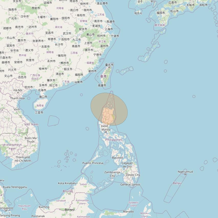 JCSat 1C at 150° E downlink Ka-band S56 (Batanes/LHCP/B) User Spot beam coverage map