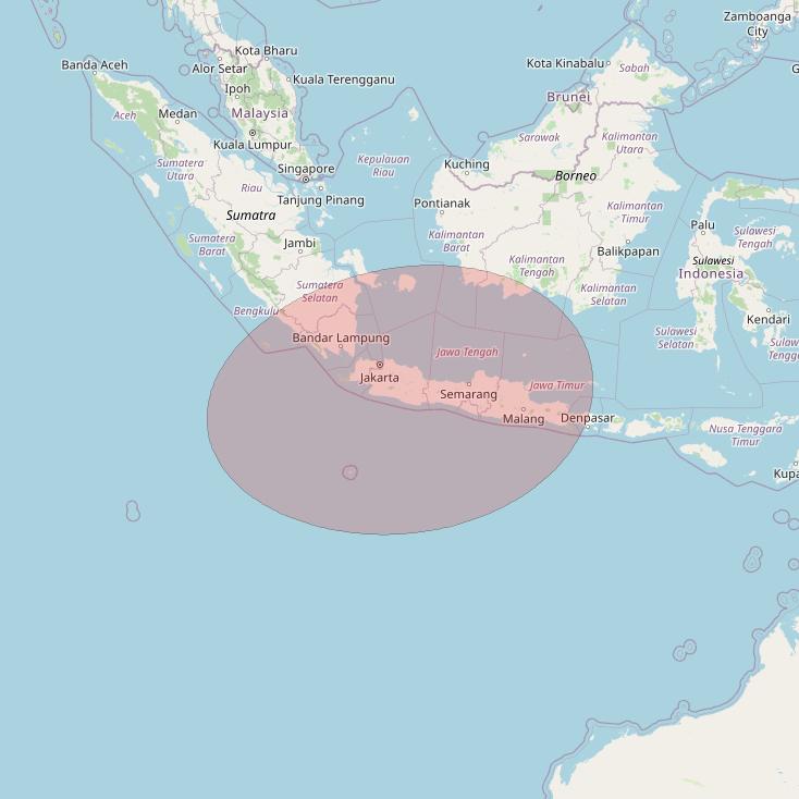 JCSat 1C at 150° E downlink Ku-band User Spot03 beam coverage map