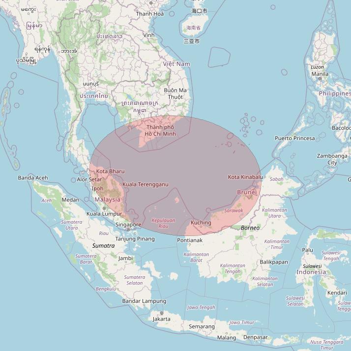 JCSat 1C at 150° E downlink Ku-band User Spot05 beam coverage map