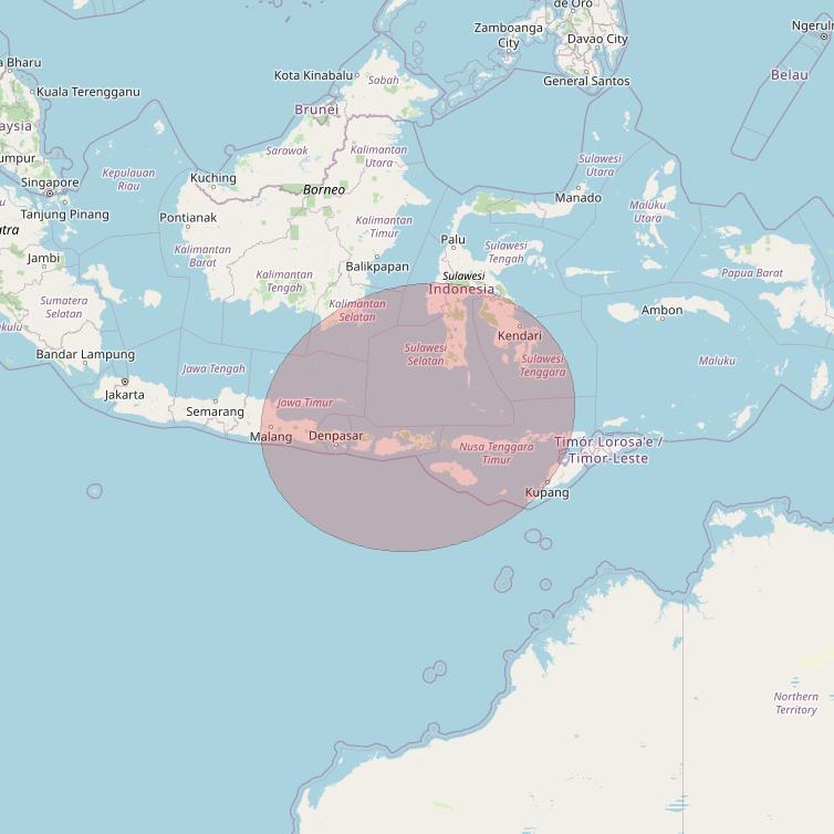 JCSat 1C at 150° E downlink Ku-band User Spot07 beam coverage map