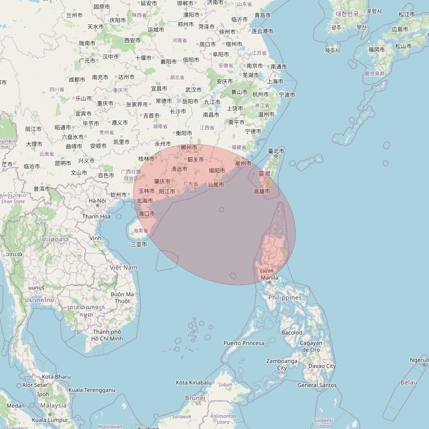 JCSat 1C at 150° E downlink Ku-band User Spot12 beam coverage map