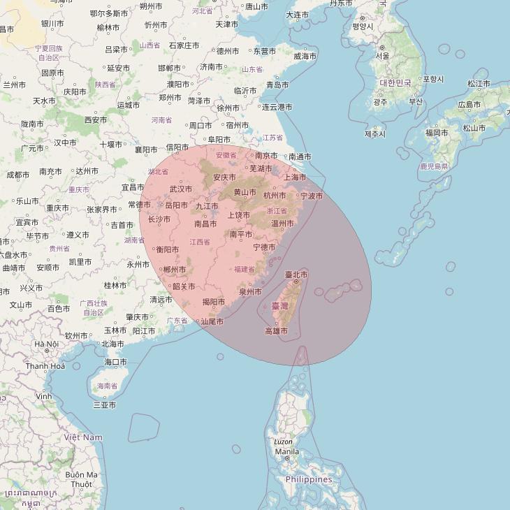 JCSat 1C at 150° E downlink Ku-band User Spot17 beam coverage map