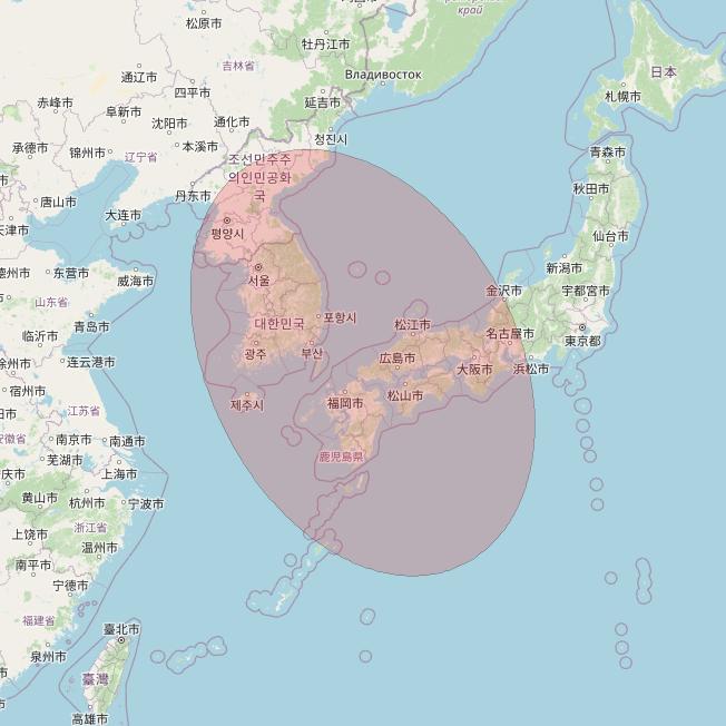 JCSat 1C at 150° E downlink Ku-band User Spot21 beam coverage map