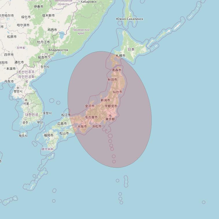 JCSat 1C at 150° E downlink Ku-band User Spot25 beam coverage map