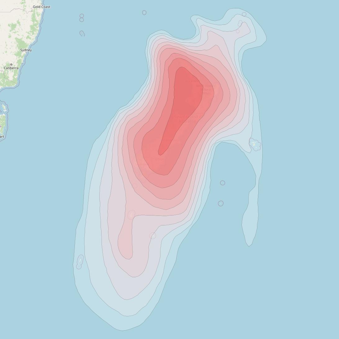 Optus D2 at 152° E downlink Ku-band FNZB Beam coverage map