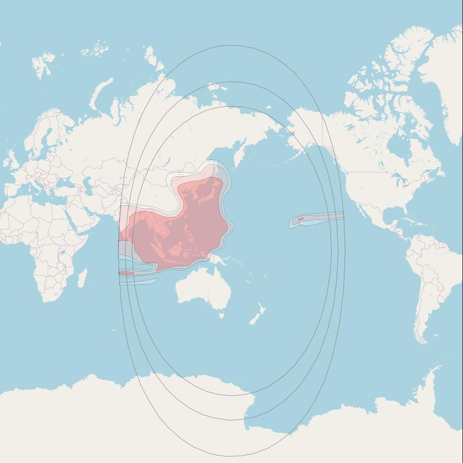 JCSat 2B at 154° E downlink Ku-band Asia beam coverage map