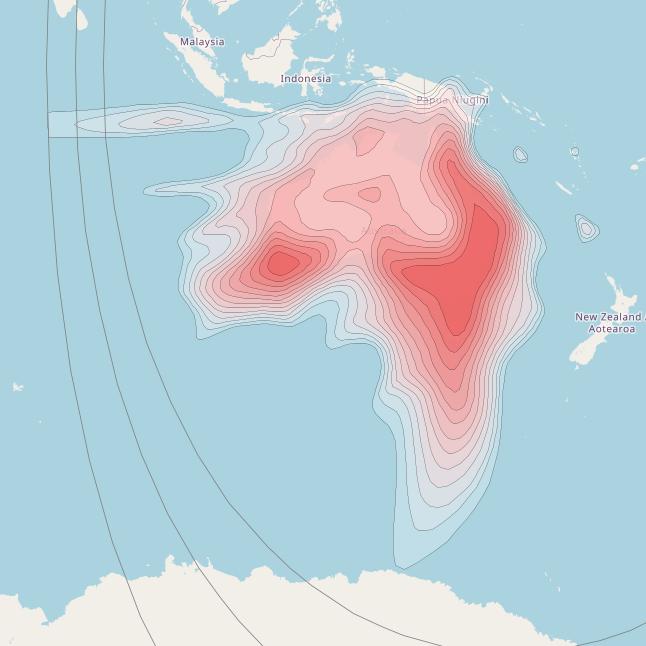 Optus 10 at 156° E downlink Ku-band BNB beam coverage map