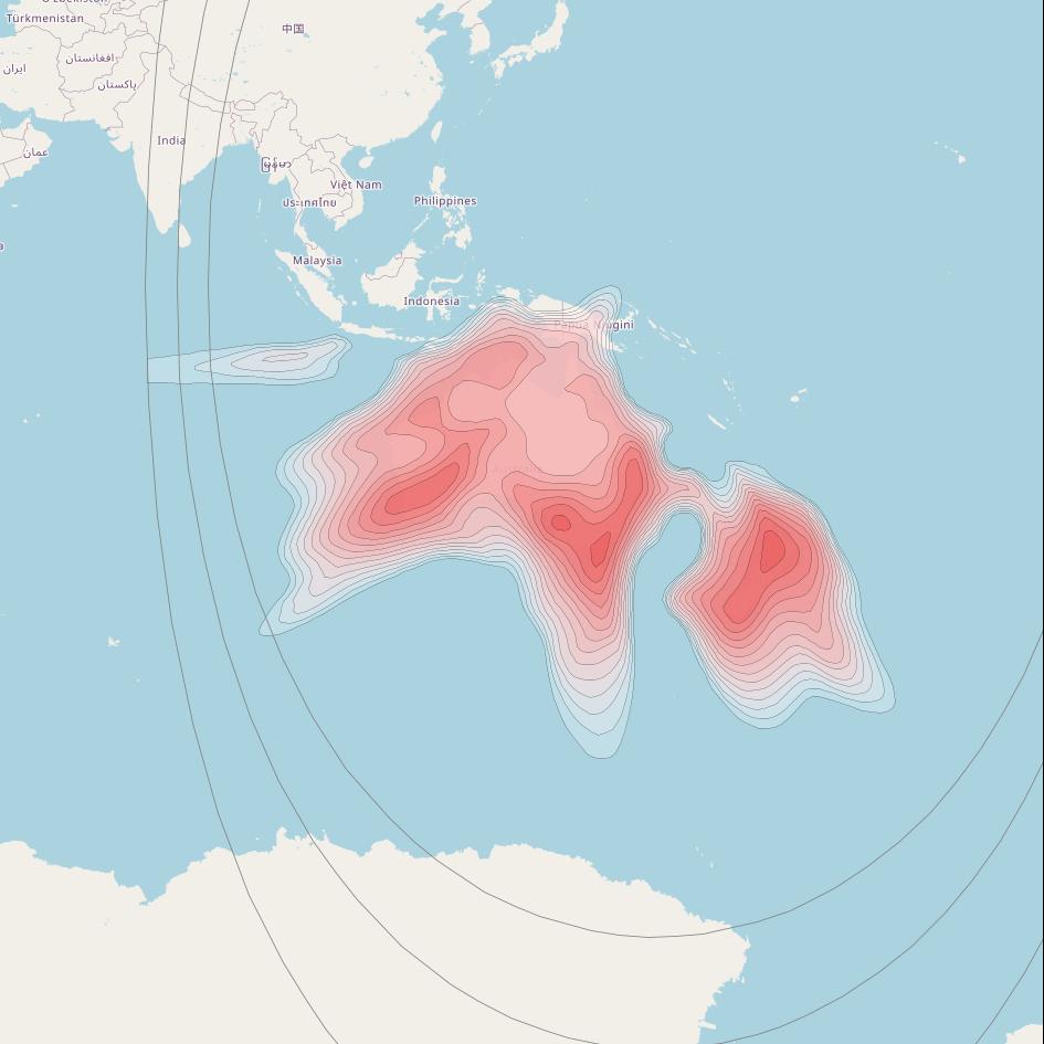 Optus 10 at 156° E downlink Ku-band BNBNZ beam coverage map