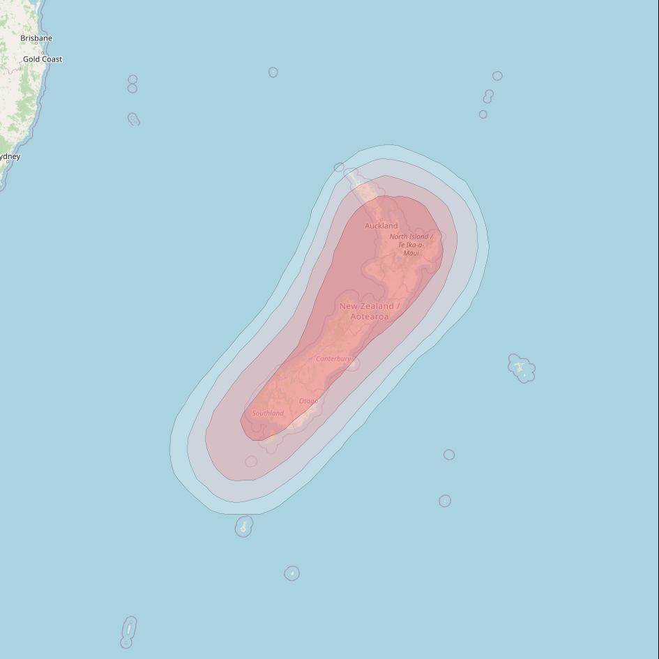 Optus D3 at 156° E downlink Ku-band New Zealand beam coverage map