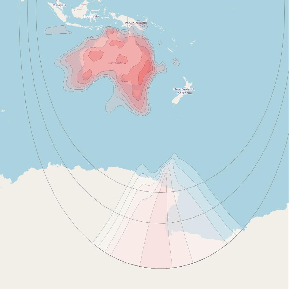 Optus D1 at 160° E downlink Ku-band FNB Beam coverage map