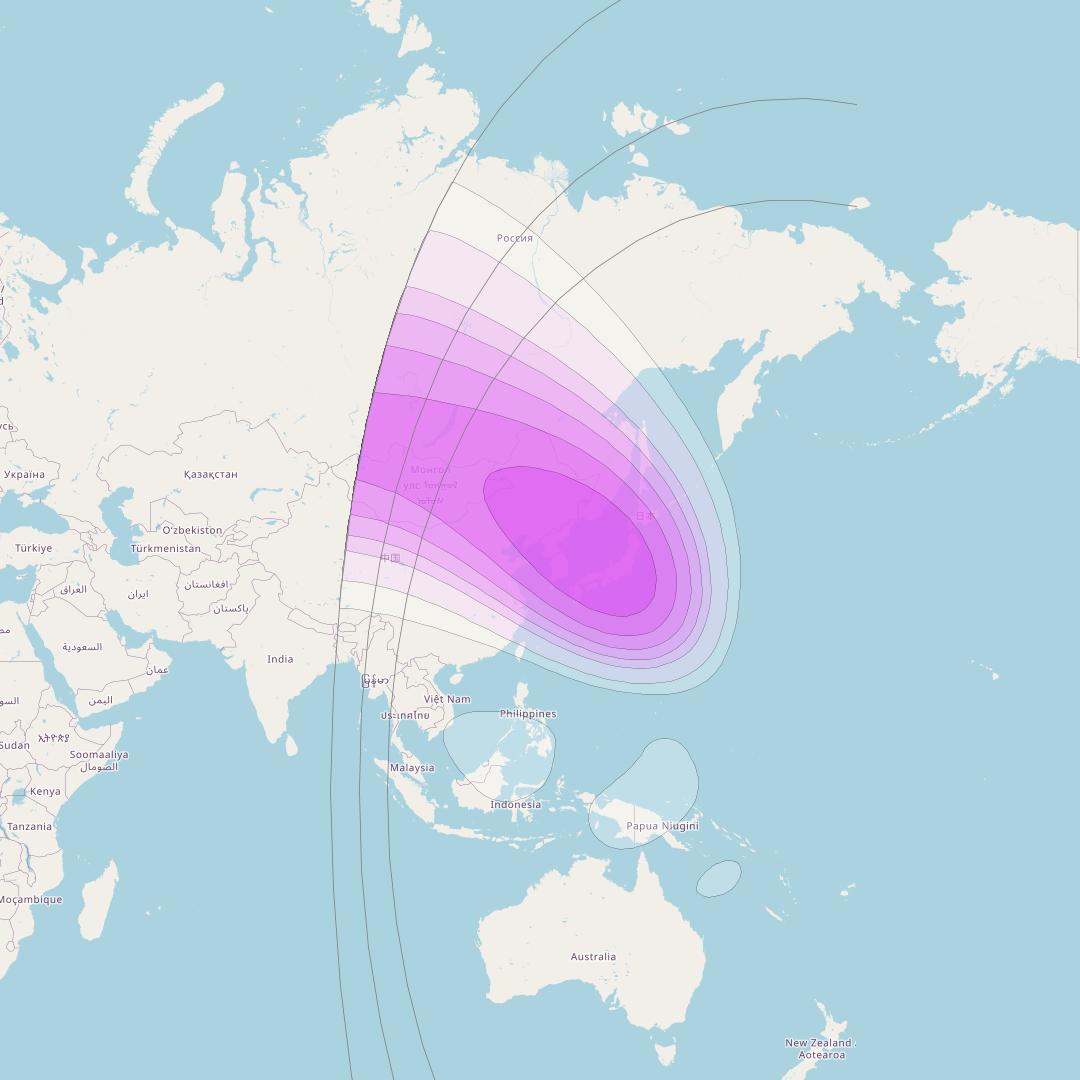 Horizons 3E at 169° E downlink C-band Spot A3 beam coverage map