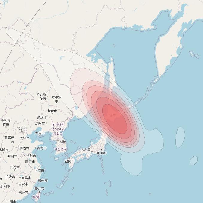 Horizons 3E at 169° E downlink Ku-band Spot S1 beam coverage map