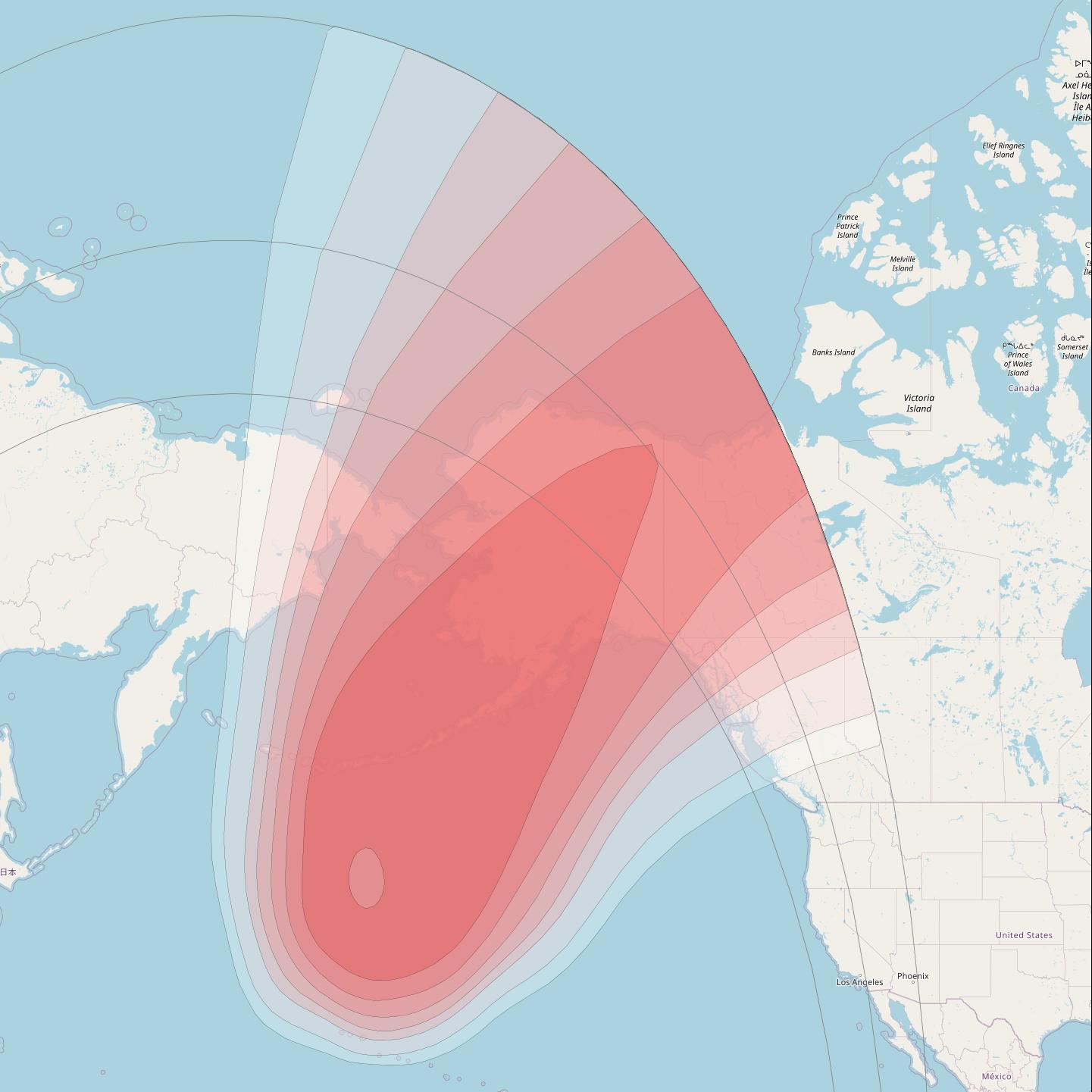 Horizons 3E at 169° E downlink Ku-band U3 Spot beam coverage map