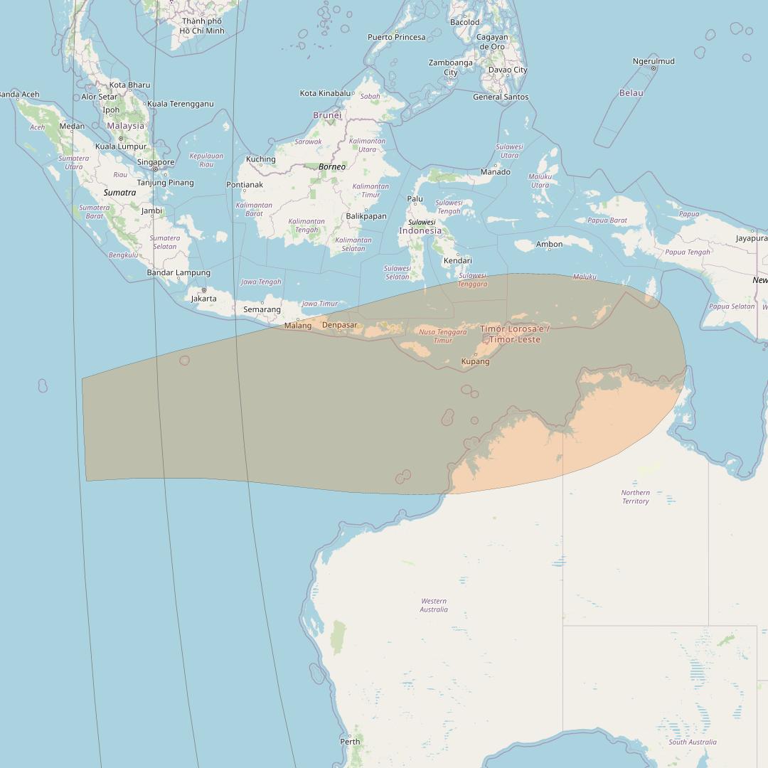 Inmarsat GX3 at 180° E downlink Ka-band S1DL Spot beam coverage map