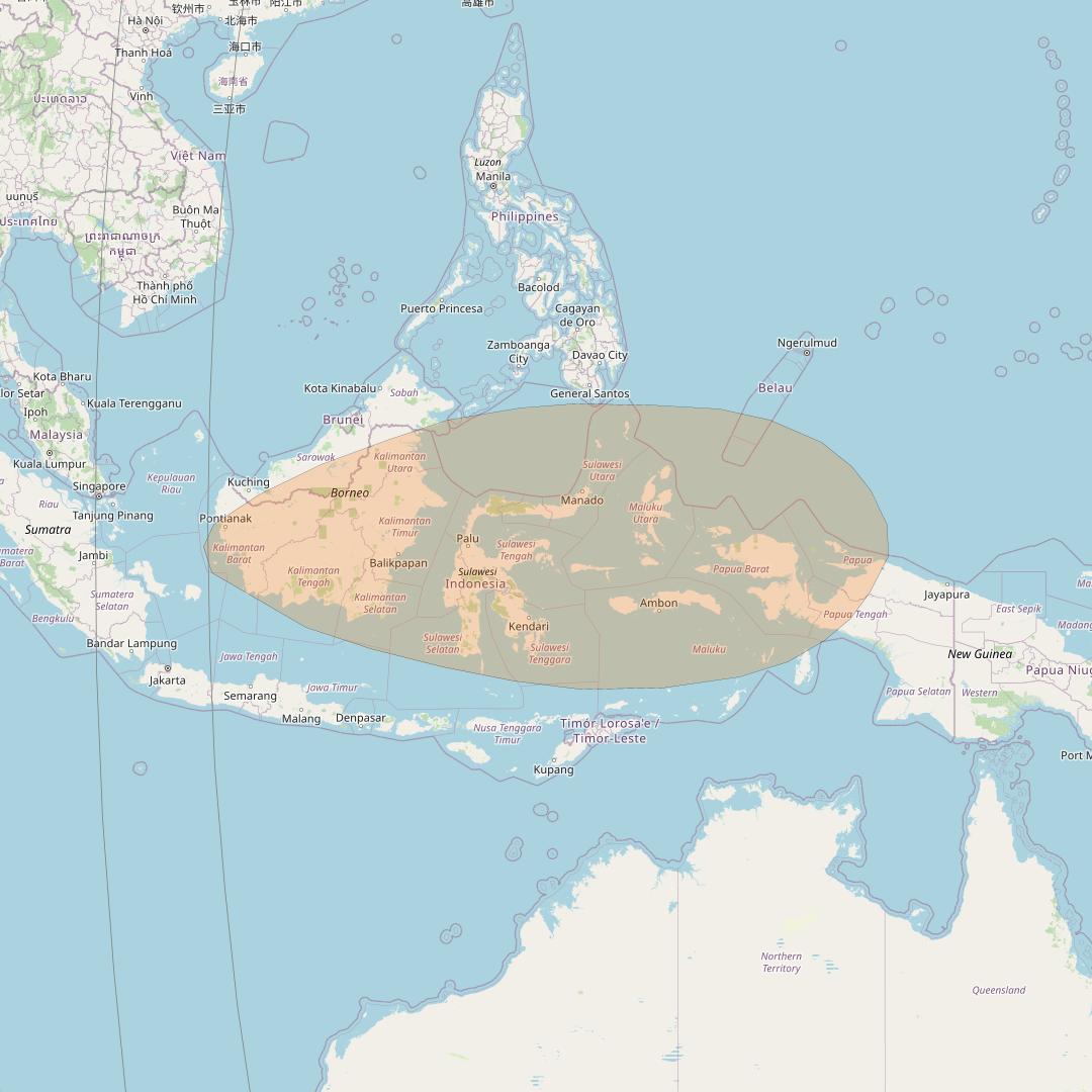 Inmarsat GX3 at 180° E downlink Ka-band S2DL Spot beam coverage map