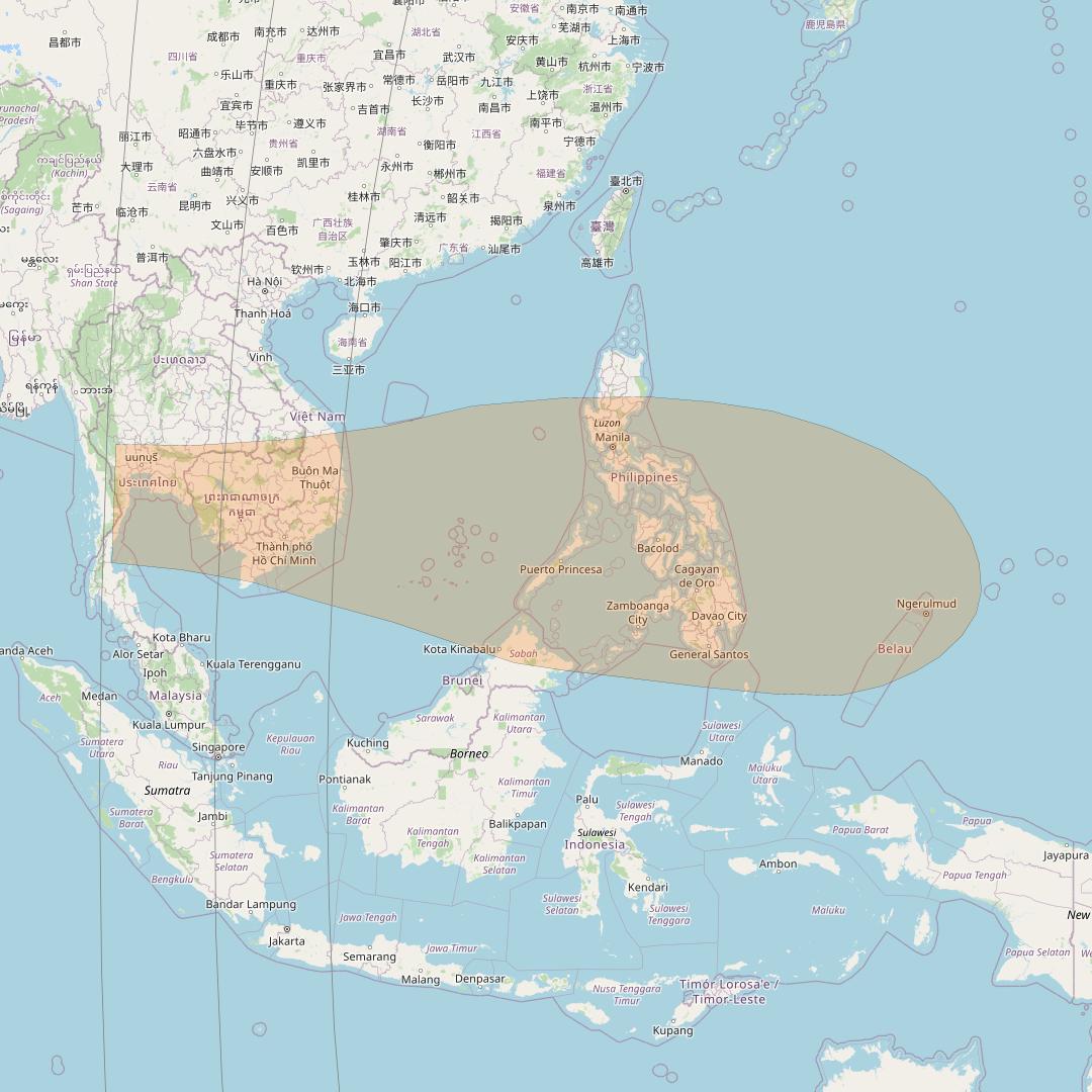 Inmarsat GX3 at 180° E downlink Ka-band S3DL Spot beam coverage map