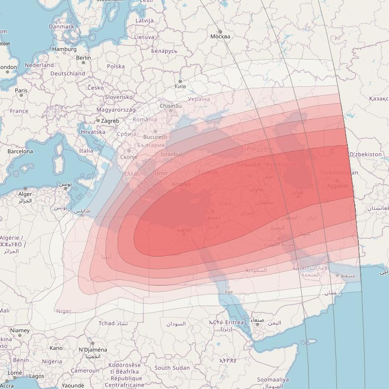 Intelsat 37e at 18° W downlink Ku-band Spot10 User beam coverage map