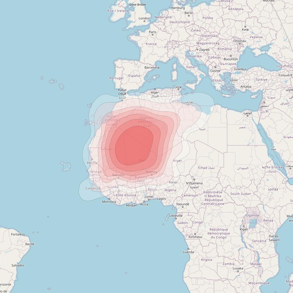 Intelsat 37e at 18° W downlink Ku-band Spot12 User beam coverage map