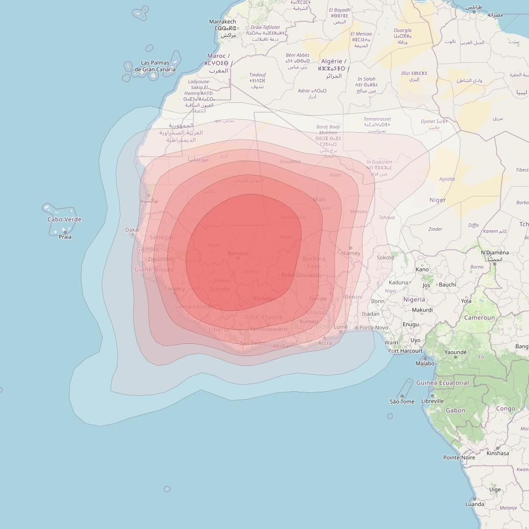 Intelsat 37e at 18° W downlink Ku-band Spot17 User beam coverage map