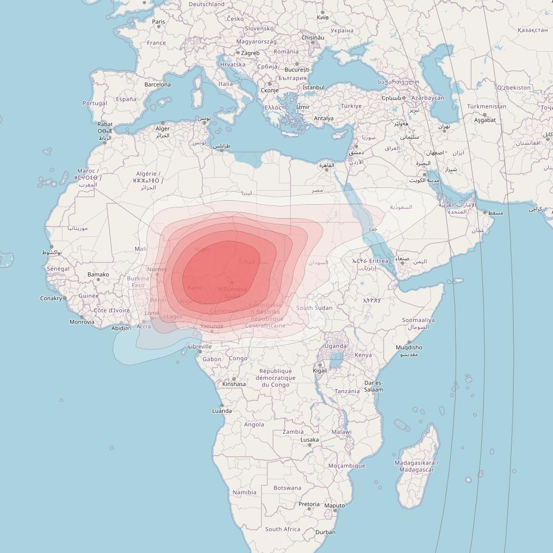 Intelsat 37e at 18° W downlink Ku-band Spot19 User beam coverage map