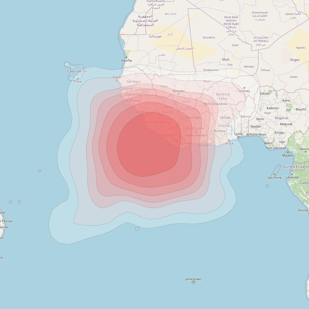 Intelsat 37e at 18° W downlink Ku-band Spot22 User beam coverage map