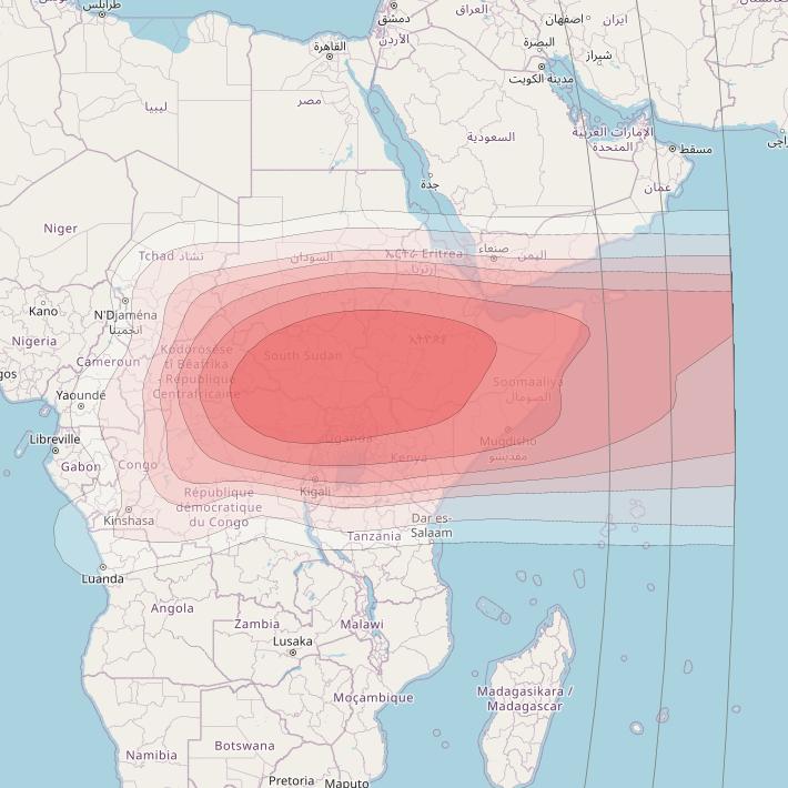 Intelsat 37e at 18° W downlink Ku-band Spot26 User beam coverage map