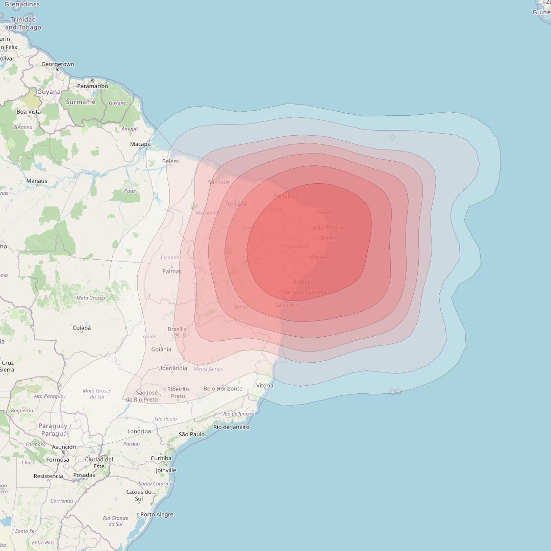 Intelsat 37e at 18° W downlink Ku-band Spot45 User beam coverage map