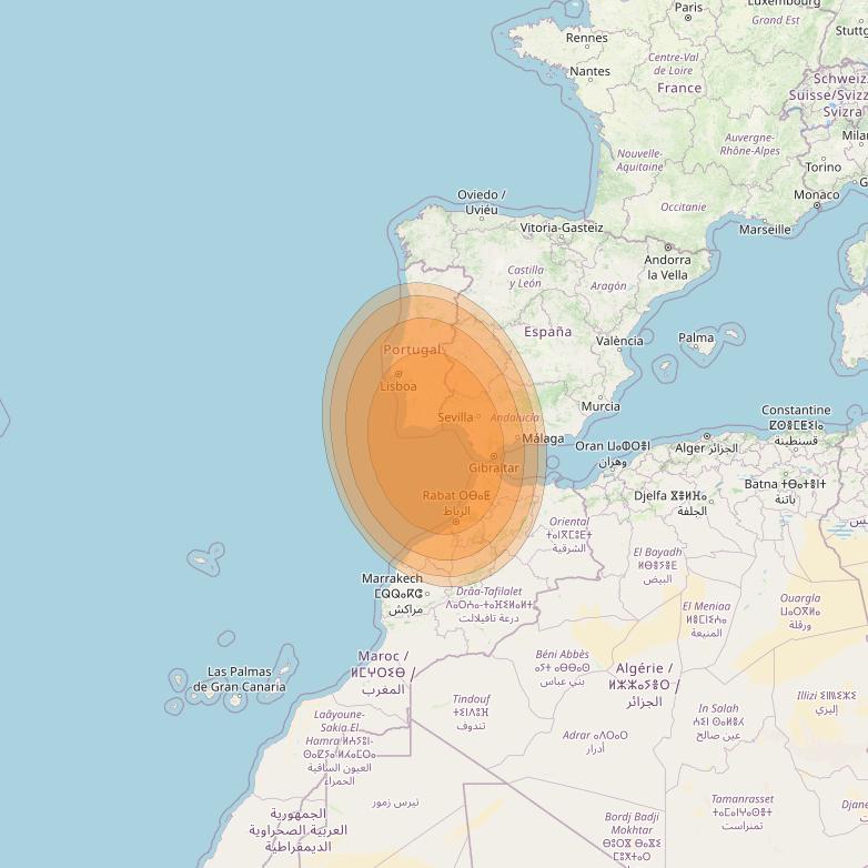 Thor 7 at 1° W downlink Ka-band Spot 10 beam coverage map