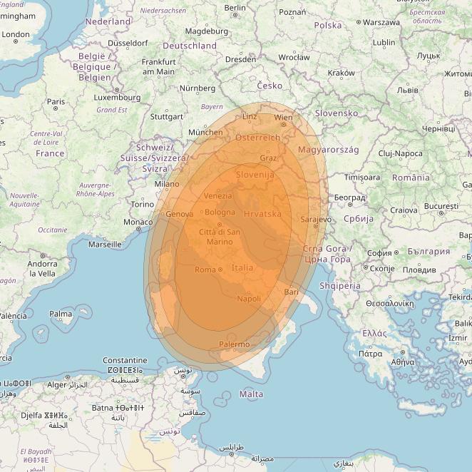 Thor 7 at 1° W downlink Ka-band Spot 13 beam coverage map