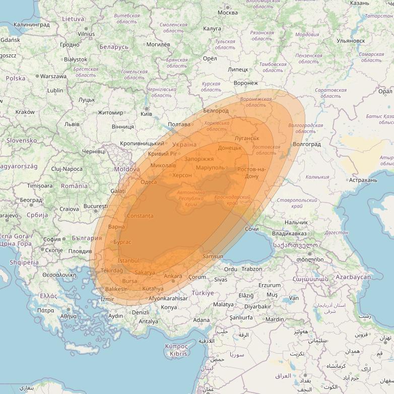 Thor 7 at 1° W downlink Ka-band Spot 19 beam coverage map