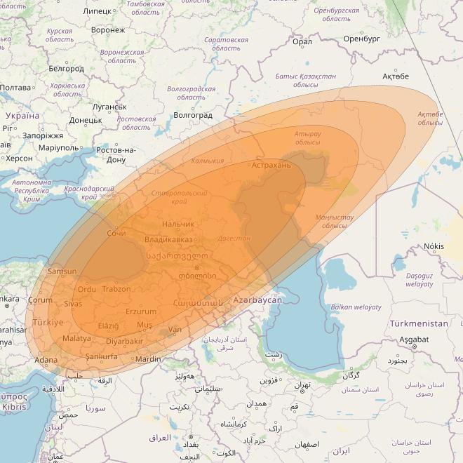 Thor 7 at 1° W downlink Ka-band Spot 20 beam coverage map