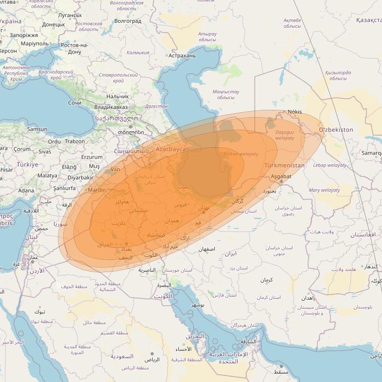 Thor 7 at 1° W downlink Ka-band Spot 21 beam coverage map