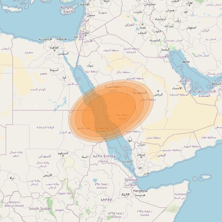 Thor 7 at 1° W downlink Ka-band Spot 25 beam coverage map