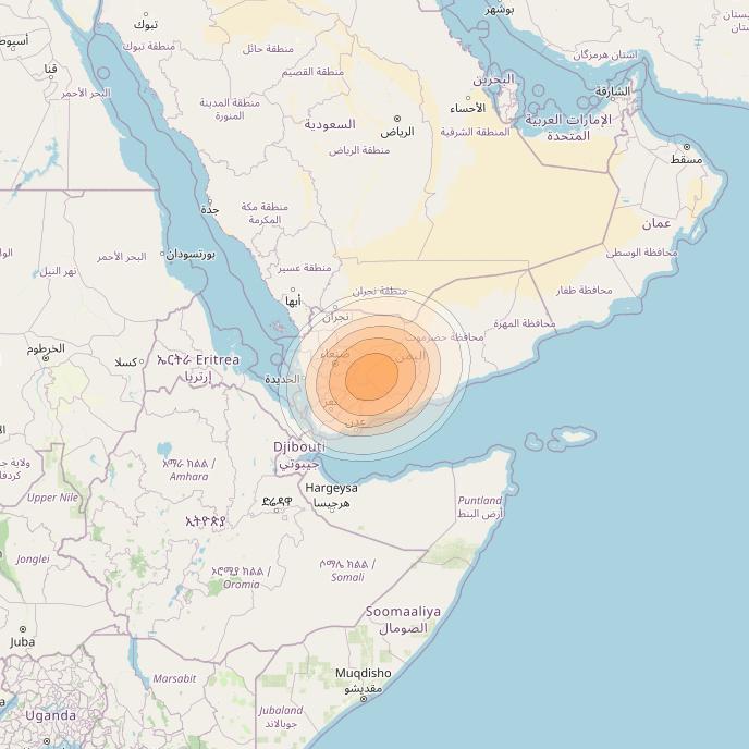 Arabsat 5C at 20° E downlink Ka-band Spot 05 beam coverage map